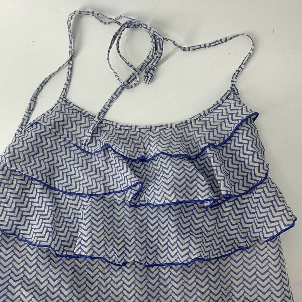 GAP Blue Layered Ruffle Halter Top Tank Blue Small - Picture 3 of 4